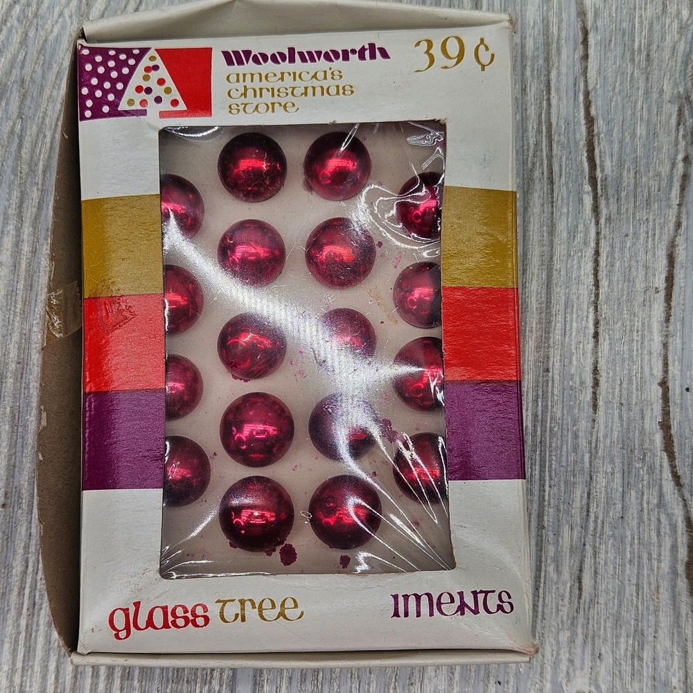 Vintage Woolworth Red Glass Miniature Christmas Feather Tree Ornaments Japan